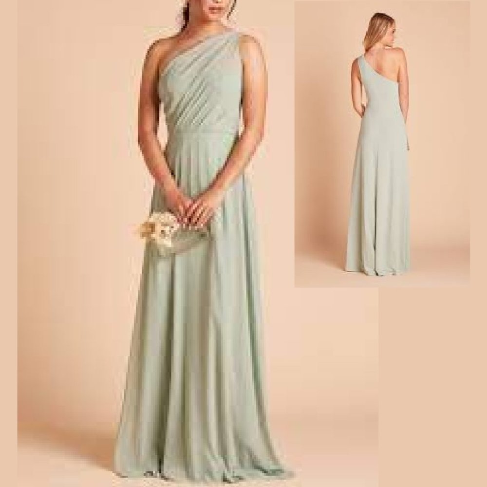 NWT BIRDY GREY KIARA CHIFFON BRIDESMAID DRESS IN SAGE SIZE M
